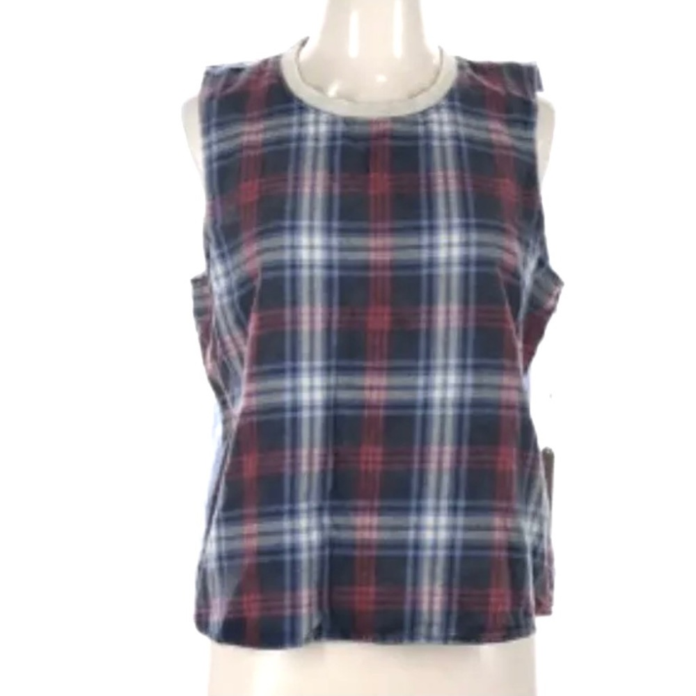 NWT Hippie Laundry Plaid Boho Crewneck Tank Top Sz S